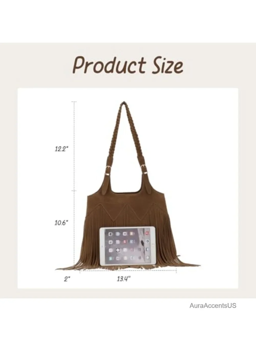 Fringe Shoulder Bag Vegan Faux Suede Woven Tassel Hobo Purse